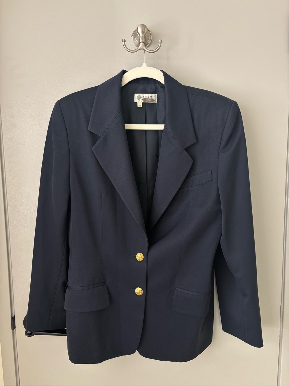 Vintage Gucci Women’s Navy Wool Blazer